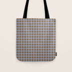 Gingham Plaid Check Pattern in Brown and Blue Tote Bag Gallery Image 1