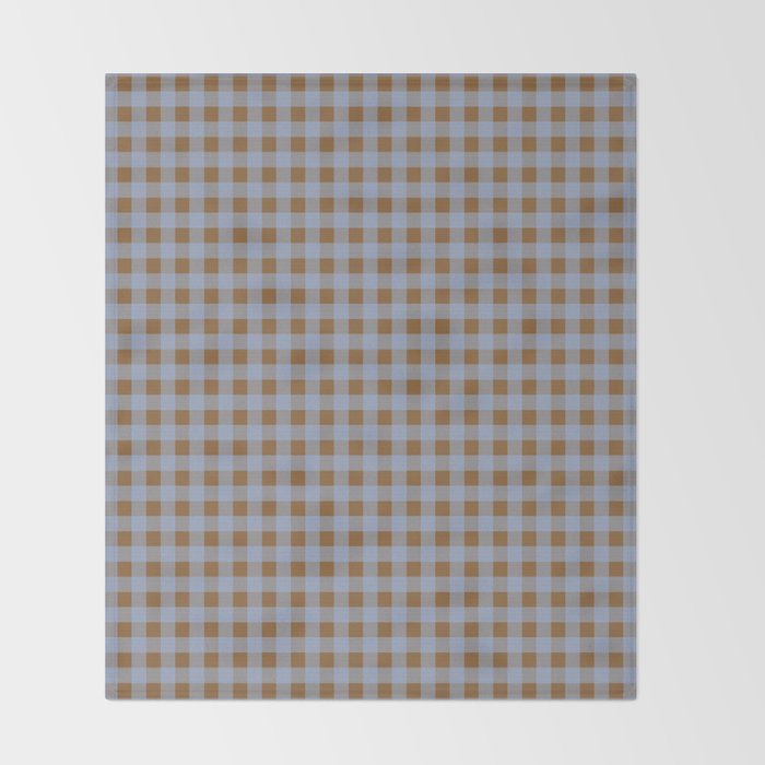 Gingham Plaid Check Pattern in Brown and Blue Throw Blanket Gallery Image 2