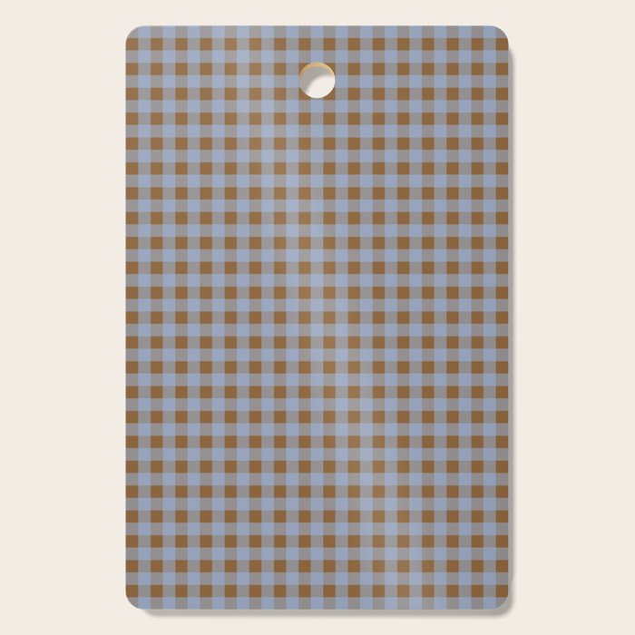 Gingham Plaid Check Pattern in Brown and Blue Cutting Board Gallery Image 1