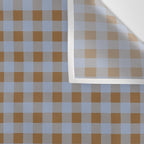 Gingham Plaid Check Pattern in Brown and Blue Wall Tapestry Gallery Image 3