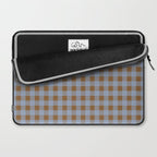 Gingham Plaid Check Pattern in Brown and Blue Laptop Sleeve Gallery Image 2