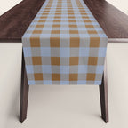 Gingham Plaid Check Pattern in Brown and Blue Table Runner Gallery Image 1