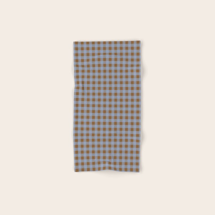 Gingham Plaid Check Pattern in Brown and Blue Bath Towel Gallery Image 1