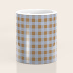 Gingham Plaid Check Pattern in Brown and Blue Coffee Mug Gallery Image 4