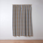 Gingham Plaid Check Pattern in Brown and Blue Window Curtain Gallery Image 3