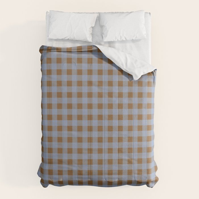 Gingham Plaid Check Pattern in Brown and Blue Comforter Gallery Image 6