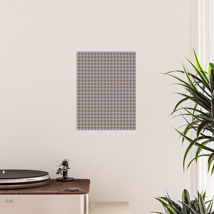 Gingham Plaid Check Pattern in Brown and Blue Poster Gallery Image 2