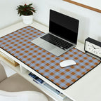 Gingham Plaid Check Pattern in Brown and Blue Desk Mat Gallery Image 2
