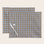 Gingham Plaid Check Pattern in Brown and Blue Placemat Gallery Image 1