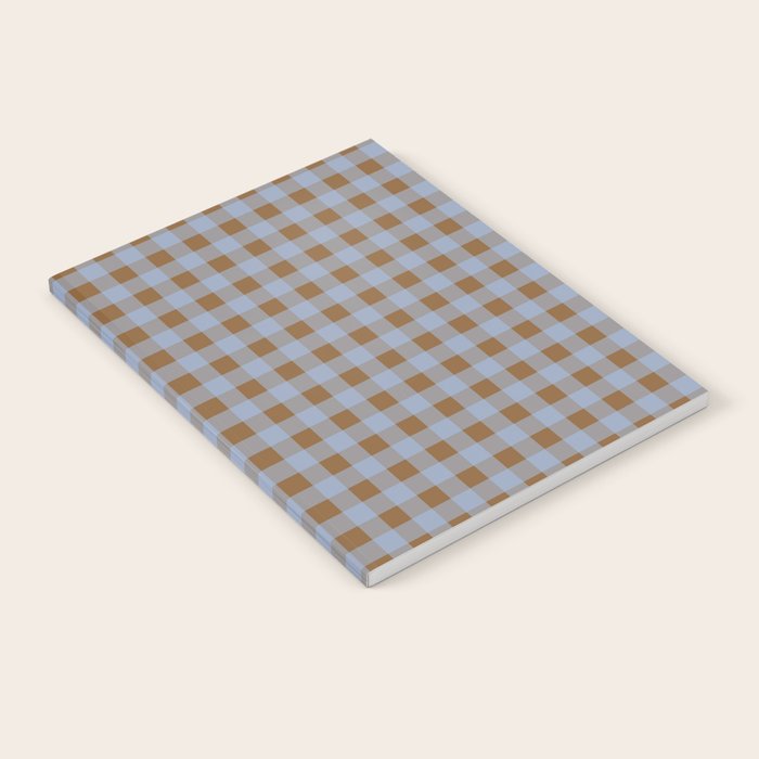 Gingham Plaid Check Pattern in Brown and Blue Notebook Gallery Image 1