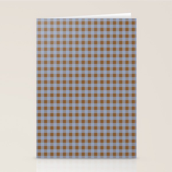 Gingham Plaid Check Pattern in Brown and Blue Stationery Card Gallery Image 1