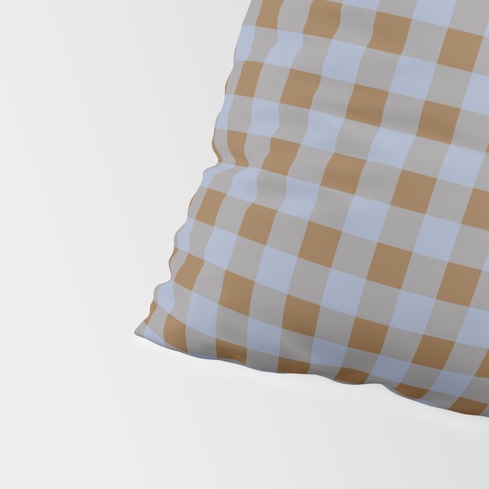 Gingham Plaid Check Pattern in Brown and Blue Pillow Sham Gallery Image 4
