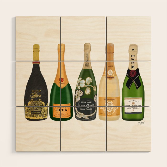 Champagne Bottles Wood Wall Art Gallery Image 1