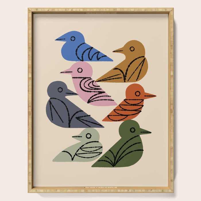Painted Birds Serving Tray Gallery Image 1