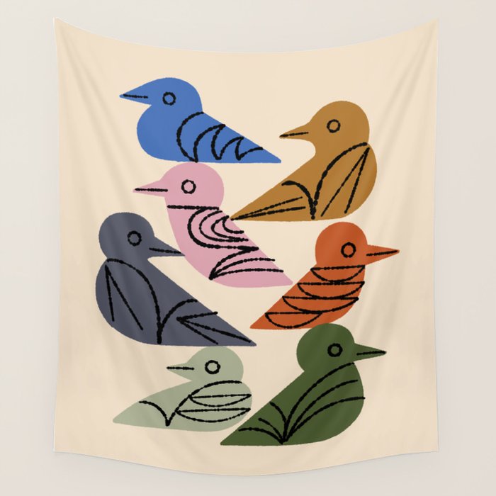 Painted Birds Wall Tapestry Gallery Image 4