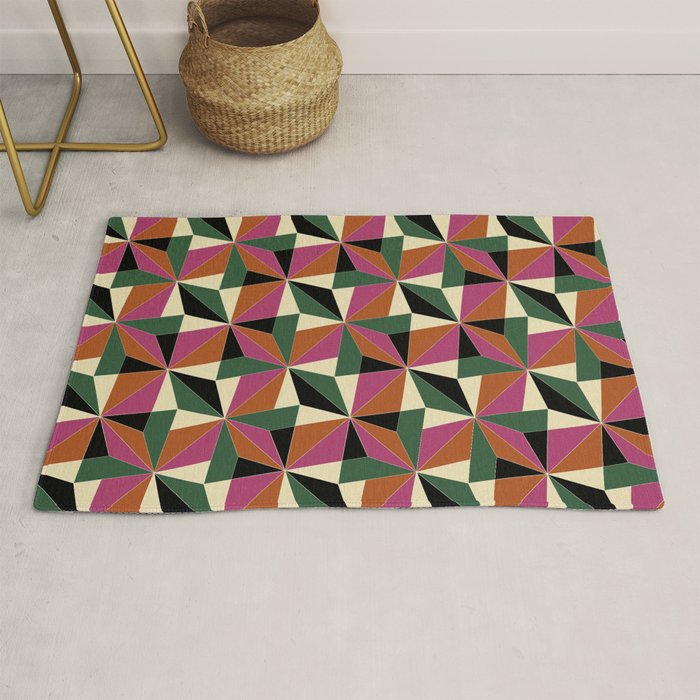 Kaleidoscope Tile Pattern XII Bold Bauhaus Colors Rug Gallery Image 1