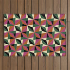 Kaleidoscope Tile Pattern XII Bold Bauhaus Colors Outdoor Rug Gallery Image 1