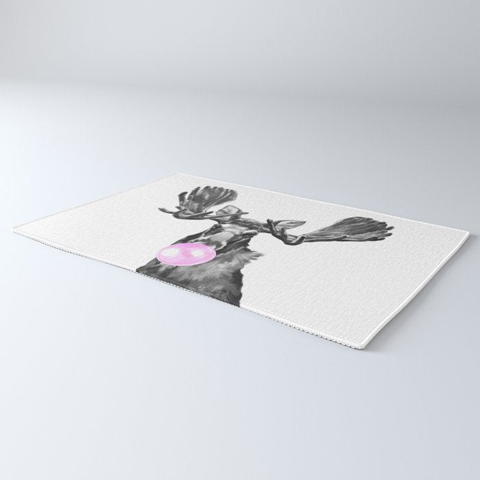 Bubble Gum Moose in Black and White Rug Gallery Image 3