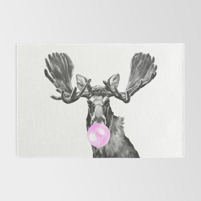 Bubble Gum Moose in Black and White Rug Gallery Image 2