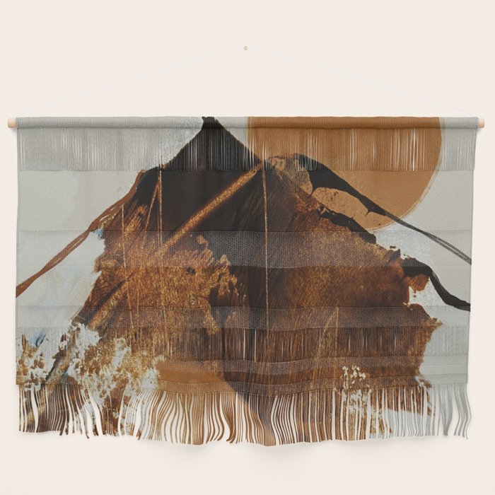 abstract mountains, rustic orange sunrise Wall Hanging Gallery Image 1
