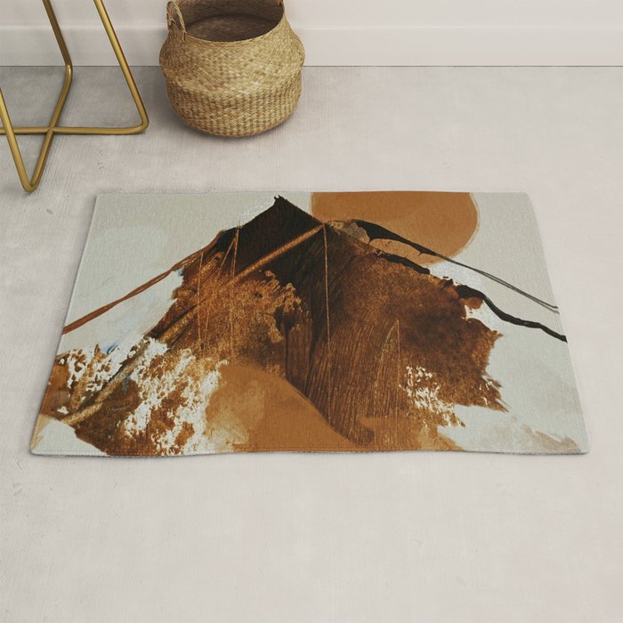 abstract mountains, rustic orange sunrise Rug Gallery Image 1