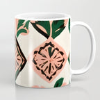 Tiles & Botanicals, Nature Plants Pastel Moroccan Painting, Bohemian Chic Geometric Vintage Illustration Coffee Mug Gallery Image 1