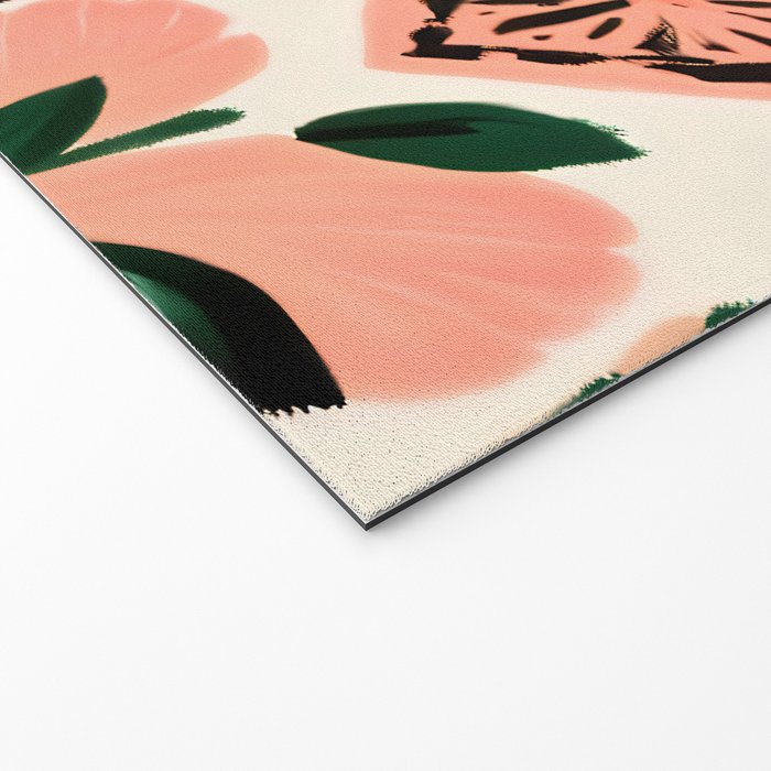 Tiles & Botanicals, Nature Plants Pastel Moroccan Painting, Bohemian Chic Geometric Vintage Illustration Welcome Mat Gallery Image 2