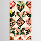 Tiles & Botanicals, Nature Plants Pastel Moroccan Painting, Bohemian Chic Geometric Vintage Illustration Tablecloth Gallery Image 2