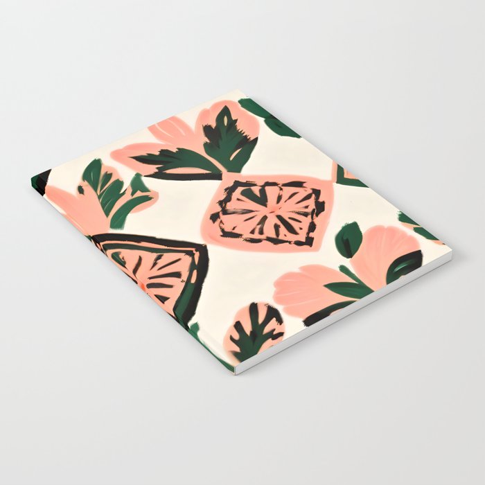 Tiles & Botanicals, Nature Plants Pastel Moroccan Painting, Bohemian Chic Geometric Vintage Illustration Notebook Gallery Image 2