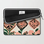 Tiles & Botanicals, Nature Plants Pastel Moroccan Painting, Bohemian Chic Geometric Vintage Illustration Laptop Sleeve Gallery Image 2
