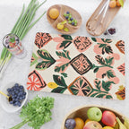 Tiles & Botanicals, Nature Plants Pastel Moroccan Painting, Bohemian Chic Geometric Vintage Illustration Cutting Board Gallery Image 2