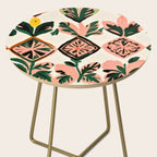 Tiles & Botanicals, Nature Plants Pastel Moroccan Painting, Bohemian Chic Geometric Vintage Illustration Side Table Gallery Image 2