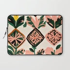 Tiles & Botanicals, Nature Plants Pastel Moroccan Painting, Bohemian Chic Geometric Vintage Illustration Laptop Sleeve Gallery Image 1