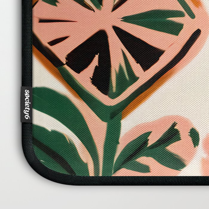 Tiles & Botanicals, Nature Plants Pastel Moroccan Painting, Bohemian Chic Geometric Vintage Illustration Laptop Sleeve Gallery Image 3