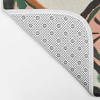 Tiles & Botanicals, Nature Plants Pastel Moroccan Painting, Bohemian Chic Geometric Vintage Illustration Bath Mat Gallery Image 2