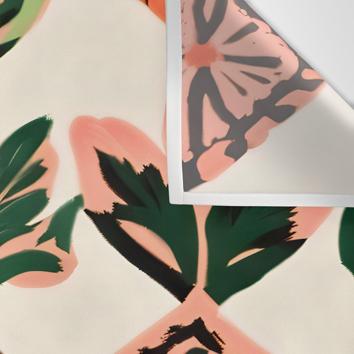 Tiles & Botanicals, Nature Plants Pastel Moroccan Painting, Bohemian Chic Geometric Vintage Illustration Wall Tapestry Gallery Image 3