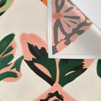 Tiles & Botanicals, Nature Plants Pastel Moroccan Painting, Bohemian Chic Geometric Vintage Illustration Wall Tapestry Gallery Image 3