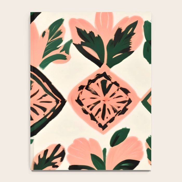 Tiles & Botanicals, Nature Plants Pastel Moroccan Painting, Bohemian Chic Geometric Vintage Illustration Notebook Gallery Image 4