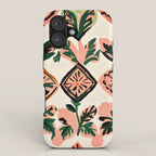 Tiles & Botanicals, Nature Plants Pastel Moroccan Painting, Bohemian Chic Geometric Vintage Illustration iPhone Case Gallery Image 1