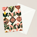 Tiles & Botanicals, Nature Plants Pastel Moroccan Painting, Bohemian Chic Geometric Vintage Illustration Stationery Card Gallery Image 2