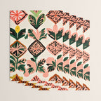 Tiles & Botanicals, Nature Plants Pastel Moroccan Painting, Bohemian Chic Geometric Vintage Illustration Wrapping Paper Gallery Image 3