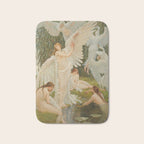 White Swans and the Maidens angelic garden landscape painting by Walter Crane  Bath Mat Gallery Image 1