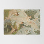 White Swans and the Maidens angelic garden landscape painting by Walter Crane  Rug Gallery Image 2