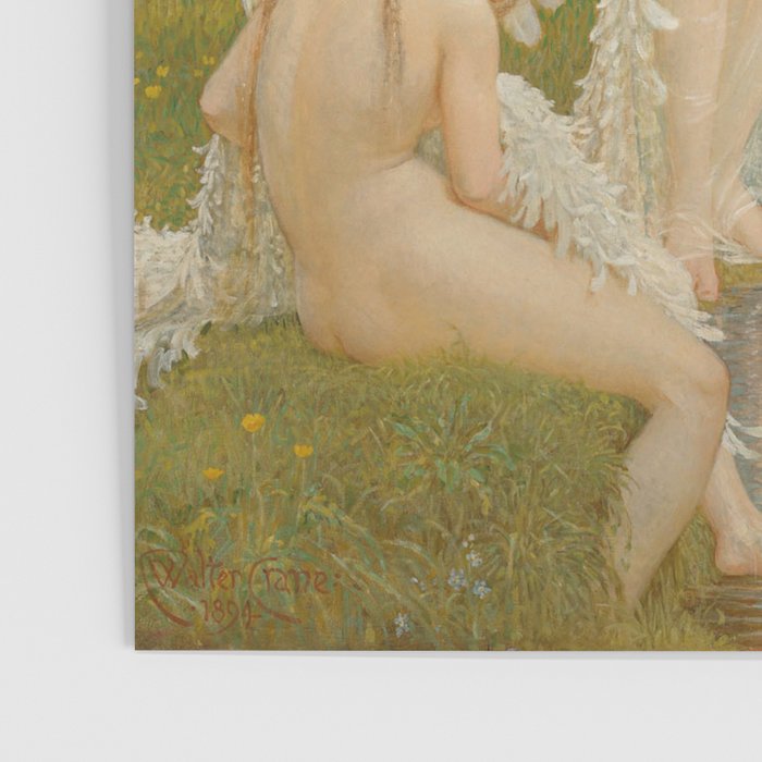 White Swans and the Maidens angelic garden landscape painting by Walter Crane  Poster Gallery Image 3