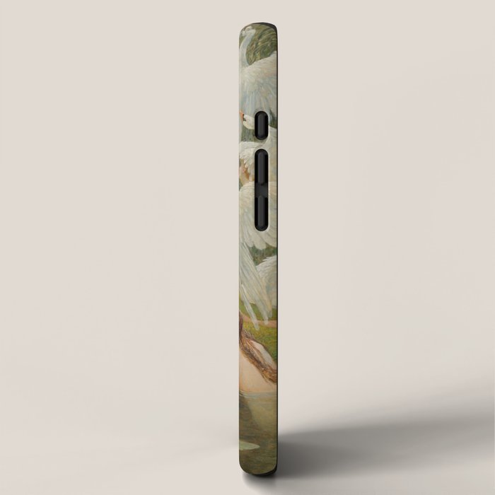 White Swans and the Maidens angelic garden landscape painting by Walter Crane  iPhone Case Gallery Image 2