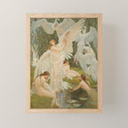 White Swans and the Maidens angelic garden landscape painting by Walter Crane  Mini Art Print Gallery Image 1