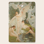 White Swans and the Maidens angelic garden landscape painting by Walter Crane  Cutting Board Gallery Image 1