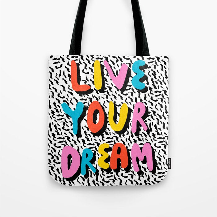 Ya Heard - 1980's throwback retro pattern memphis-style hipster bright colorful pop art minimal rad Tote Bag Gallery Image 1