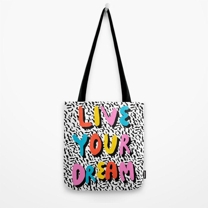 Ya Heard - 1980's throwback retro pattern memphis-style hipster bright colorful pop art minimal rad Tote Bag Gallery Image 2