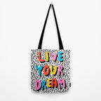 Ya Heard - 1980's throwback retro pattern memphis-style hipster bright colorful pop art minimal rad Tote Bag Gallery Image 2